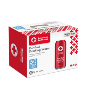 American Red Cross Purified Drinking Water - (12)-16oz Cans - 50 Year Shelf Life