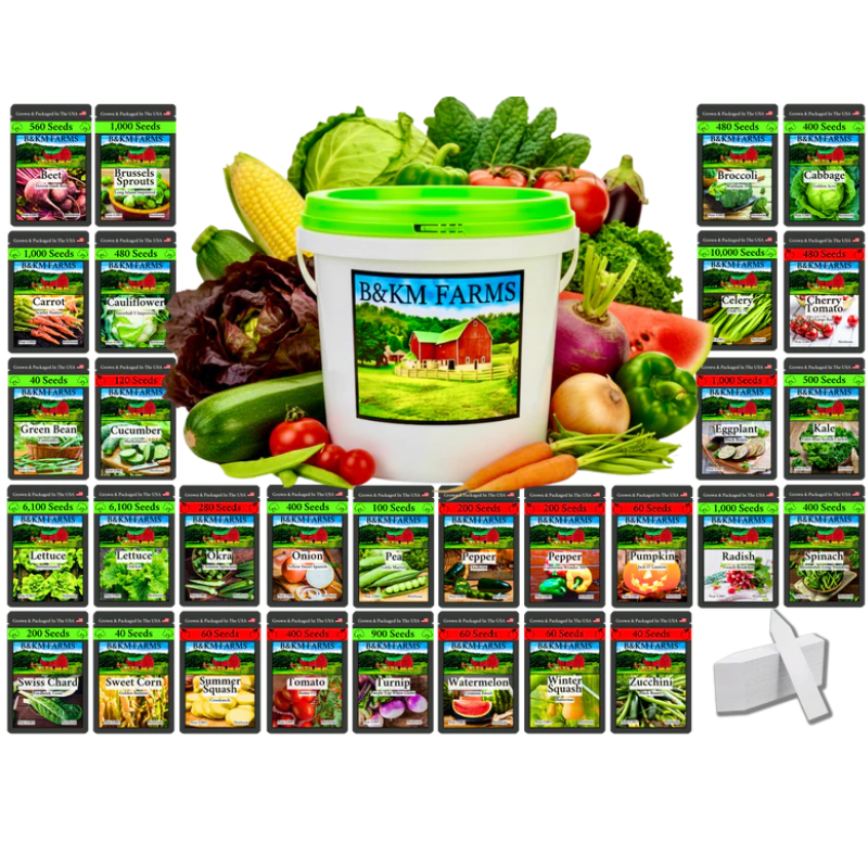30 Vegetable Seed Packet Vault: 30,000 Heirloom Seeds