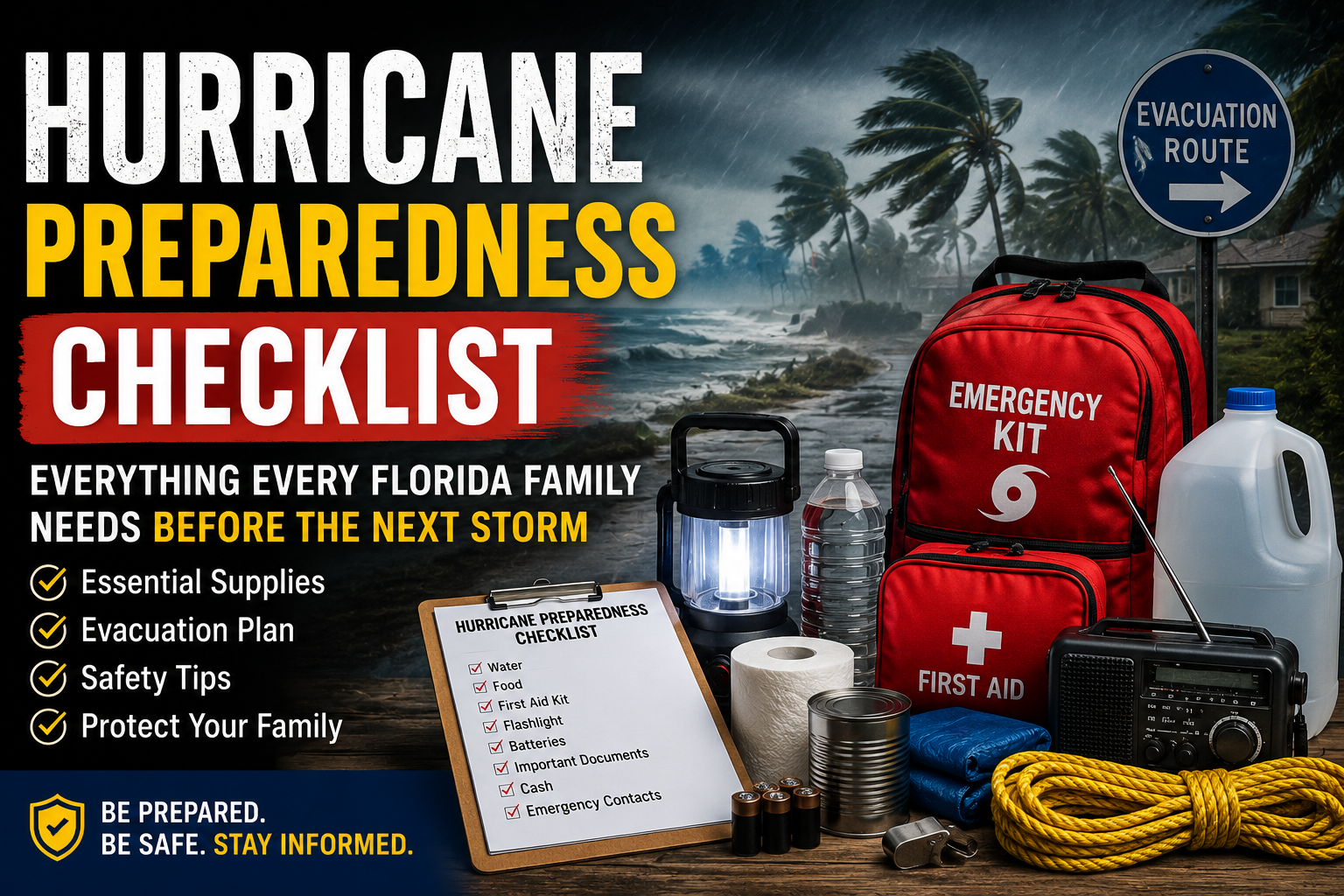 Family packing a hurricane preparedness kit together